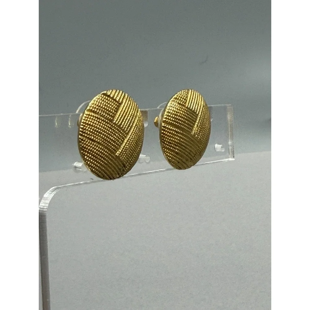 Vintage Monet Textured Gold Tone Stud Post Earrings READ